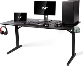 Topsky Gaming Desk Large Surface 63’’X31.5’’ With Cup Holder, Headphone, Black - £238.95 GBP