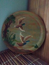 Vintage Hand-painted Mallard Duck Wooden Decorative Plate - £14.98 GBP