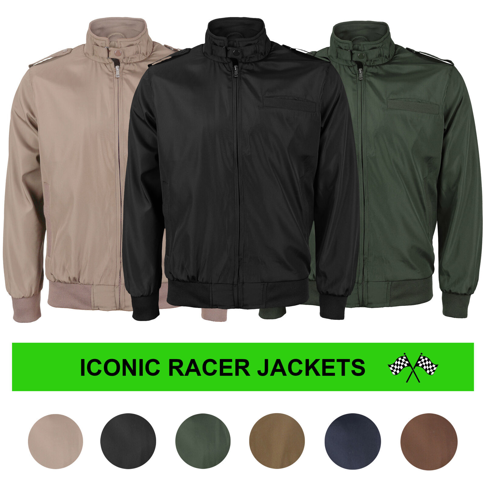 Primary image for Men's Athletic Lightweight Water Resistant Slim Fit Racer Jacket