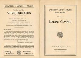 Nadine Conner Concert Program 1946 University of Minnesota Artists Course  - $17.82
