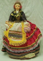 Athens Greece Cloth Doll Traditional Folk Art Costume Dress 12-1/2&quot; Tall - £31.00 GBP