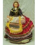 Athens Greece Cloth Doll Traditional Folk Art Costume Dress 12-1/2&quot; Tall - £31.15 GBP