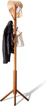 The Bmosu Bamboo Coat Rack Freestanding Stand Tree Adjustable Coat With 3 - £25.53 GBP