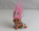 Vintage 1980&#39;s Russ Trolls Baby Troll With Diaper, Bib, &amp; Bunny Ears 1.5... - $5.81