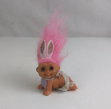 Vintage 1980&#39;s Russ Trolls Baby Troll With Diaper, Bib, &amp; Bunny Ears 1.5&quot; x 2&quot; - £4.71 GBP