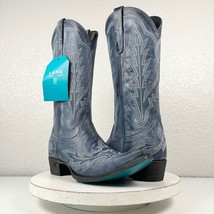 NEW Lane LEXINGTON Blue Denim Cowboy Boots Sz 7.5 Leather Western Tall Snip Toe - £190.79 GBP