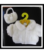Build A Bear Workshop Ivory Colored Fur Zip Up Coat with Matching Pom Po... - $40.52 CAD