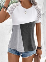 Size Large Color Block Raglan Sleeve Round Neck Tee - £12.90 GBP