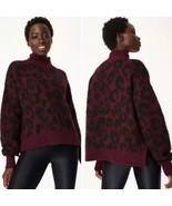 Sweaty Betty Leopard Animal Jacquard Mohair Mock Neck Jumper Sweater Sma... - $143.60 CAD