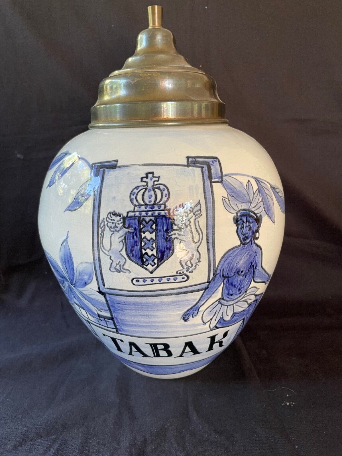 Antique Grand Dutch Delft Tabac Jar. Voc Sélectionnez Cette Option. 1876... - $524.99