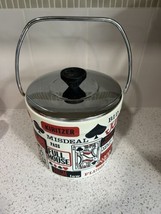 Vintage Mid Century Casino Themed Ice Bucket Lid Red Black White Cards V... - £46.66 GBP