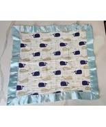  Aden + Anais Blue Teal Whale Baby Blanket Lovey Satin Trim Edge 14&quot; HTF! - £31.15 GBP