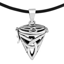 Unique Trinity Knot Sterling Silver Locket Pendant Rubber Necklace - £24.30 GBP