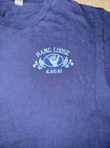 Hang Loose Kauai Hawaii Graphics Mens Large Blue Cotton T-shirt - $11.83