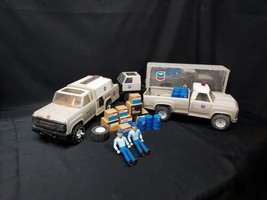 70s Tonka Pressed Steel Chevron Oil Truck Tractor Trailer Pickup SET Men... - $186.99