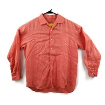 Tommy Bahama Relax Long Sleeve 100% Linen Shirt Salmon Mens Large Beachy... - £19.79 GBP