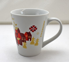 Starbucks 2013 Christmas Holiday Mug Red Gold White Village House Coffee Cup - $14.20