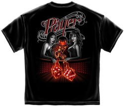 New CRAPS DICE T SHIRT THE Devil AND SMOKING WOMEN W/ FLAMING DICE - $16.82+