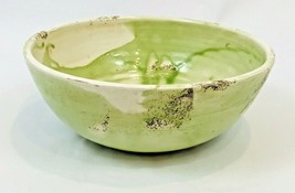 Vintage Art Bowl Pottery Centerpiece Green Swirl Rustic Shabby Chic Italy 10&quot;  - £31.96 GBP
