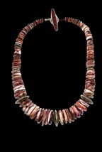 Signed Navajo Handmade Sterling Silver Spiny Oyster Beaded Statement Necklace - $299.99