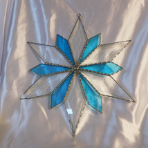 Blue and Clear Multi Point Star Stained Glass Decoration - $29.69