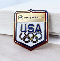 Vintage Motorola USA Olympics Lapel Pin Badge 1988 Gold Tone Shield - £8.38 GBP