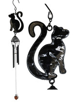 Wicca Witchcraft Black Cat Shadow Profile Stained Glass Wind Chime Suncatcher - £15.97 GBP