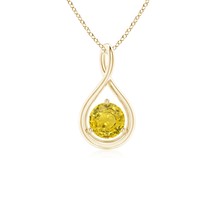 ANGARA Round Yellow Sapphire Pendant Necklace in 14K Yellow Gold (AAA, 0... - $606.82