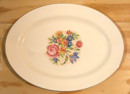 11&quot; Oval Serving Platter Petit Point by HARKER POTTERY CO. Made in USA - $20.42