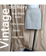 Vintage Old Navy Sun Washed Green Denim Cargo Skirt Size 8 - £22.82 GBP
