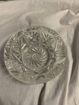 Vintage Bohemian Heavy Lead Crystal Czech Ashtray 5.5&quot; High Clarity Cut Glass - £6.87 GBP