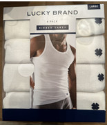 LuckyBrand Men&#39;s 100% Cotton White Ribbed Tanks Size LARGE 4-Pack L - £23.63 GBP