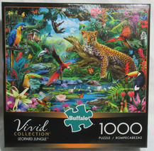 Buffalo 1000 Piece Puzzle Vivid Collection LEOPARD JUNGLE cat parrot bir... - $37.36