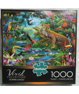 Buffalo 1000 Piece Puzzle Vivid Collection LEOPARD JUNGLE cat parrot bir... - $44.39