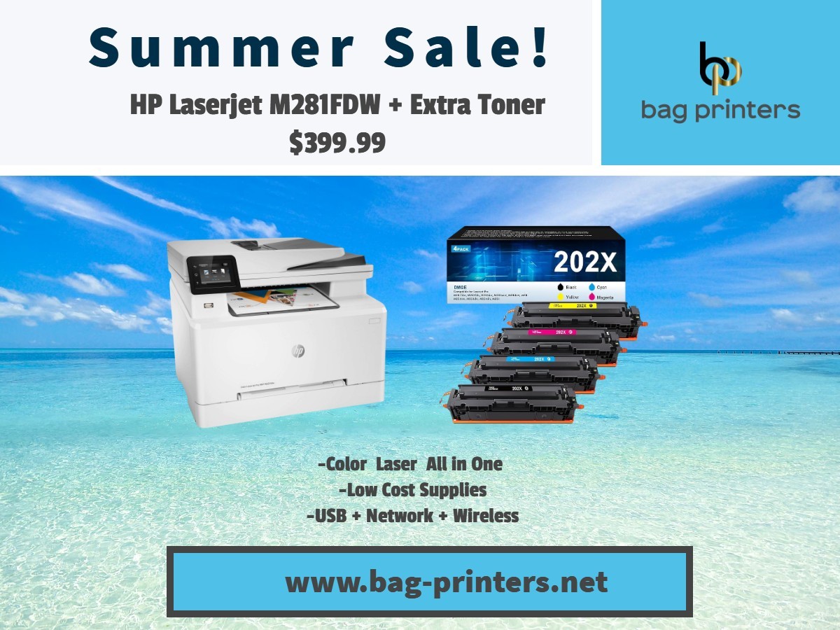 HP  Color laserjet M281FDW  PLUS TONER CF202X SUMMER SPECIAL 202X M281CDW - $399.00
