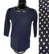 J Crew Merino Wool Sweater Size XS Blue Polka Dot Preppy Nautical Thin L... - $49.83
