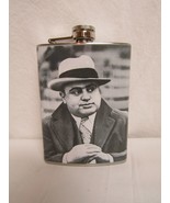 Al Capone Black &amp; White Stainless Steel 8oz. Hip Flask FC1AB - £7.77 GBP