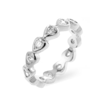 Silvertone Rhodium Plated Brass Round Cubic Zirconia Heart-Shape Eternit... - $25.00