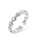 Silvertone Rhodium Plated Brass Round Cubic Zirconia Heart-Shape Eternit... - $35.06 CAD