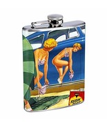 Pin Up Girl Reflection Hip Flask Stainless Steel 8 Oz Silver Drinking Wh... - $13.51 CAD