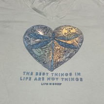 Life is Good Heart Dragonfly Mandala Design Blue V-Neck Tshirt Top XXXL 3XL - £18.78 GBP