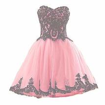 Short Rose Pink Tulle Vintage Black Lace Gothic Prom Homecoming Cocktail Dresses - £87.02 GBP