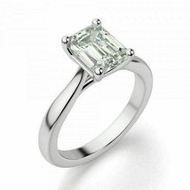 2.0Ct Emerald Cut Solitaire Diamond Engagement Wedding Ring 14k White Gold Over - £78.65 GBP