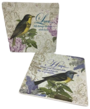 Cracker Barrel Nature&#39;s Garden Bird Plates Love Hope Decorative Flowers Square 2 - £23.26 GBP