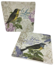 Cracker Barrel Nature&#39;s Garden Bird Plates Love Hope Decorative Flowers Square 2 - £23.75 GBP