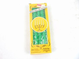 Vintage Emkay 10&quot; Tapered Candles Box Of 10 Green - £19.44 GBP