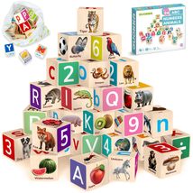 Quokka Montessori Wooden Blocks for Toddlers 1-3 - Realistic ABC Learnin... - £21.01 GBP+