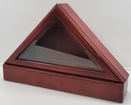 N) Cherry Wood 5x9 Folded Flag Display Case Box &amp; Pedestal Wall Mount Ta... - $39.59