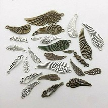 10 Angel Wing Charms Pendants Assorted Antiqued Silver Bronze Mixed Lot  - £3.66 GBP