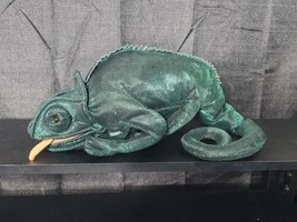 Folkmanis Green Shimmer Chameleon Hand Puppet Full Body Realistic Eyes Retract - £18.07 GBP